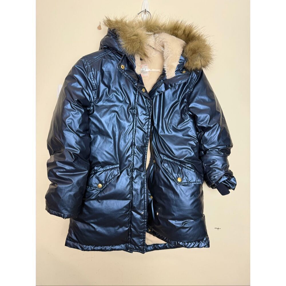 J Crew Crewcuts BT595 Girls' metallic fishtail parka with PrimaLoft Navy XL
